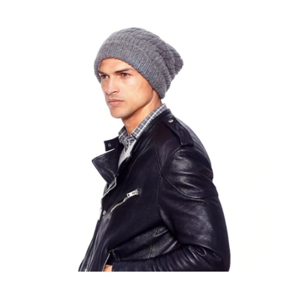 Handmade Nepali "Cobain Slouch" Wool Hat - Gray - Picture 3 of 5